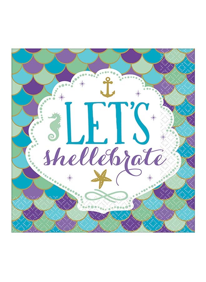 Amscan Set Of 16 Mermaid Wishes Lunch Tissue 33centimeter Tableware Party Supplies 33cm