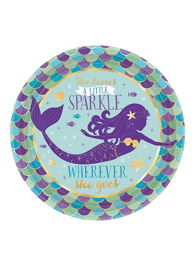 أمسكان طبق بطبعة حورية البحر من 8 قطع 7بوصة