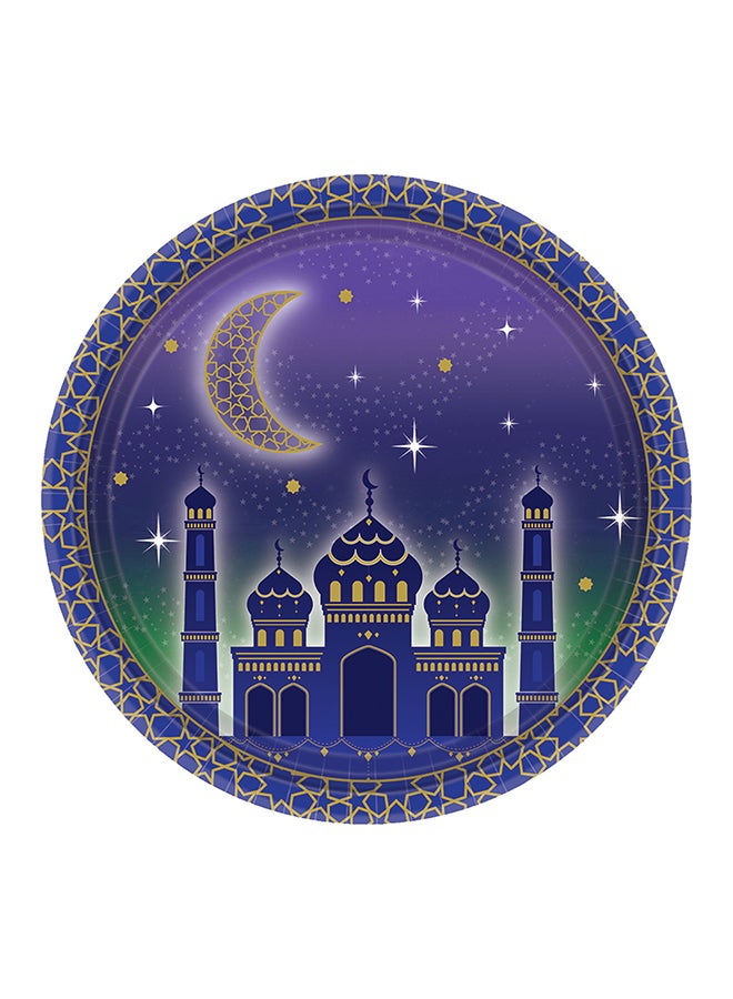 Amscan 8-Piece Eid Mubarak Round Plate Set 7inch Tableware Party Supplies 7inch