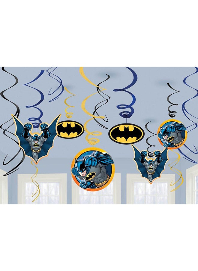 Amscan 12-Piece Batman Swirl Decoration Set Birthday Theme Party Supplies