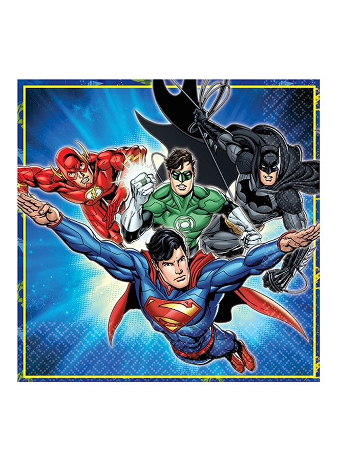 Amscan 16-Piece Justice League Printed Lunch Party Napkin Set 511585 2centimeter Tableware Party Supplies 2cm