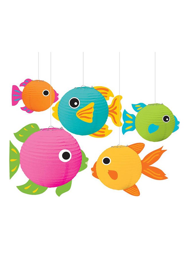 Amscan 5-Piece Fish Lantern Decoration for Summer Theme Party Supplies