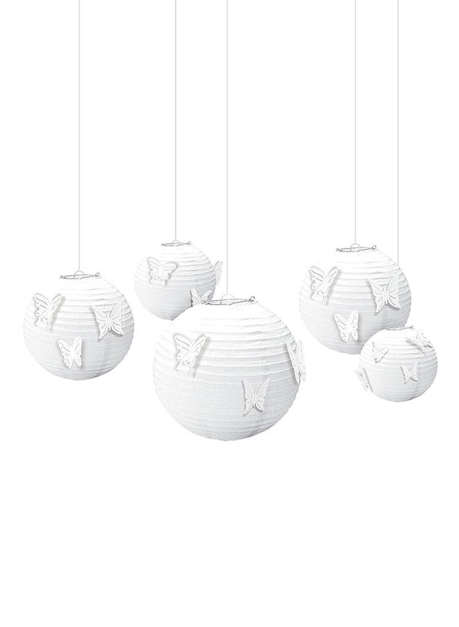 Amscan 5-Piece Decorative Lanterns With 24 Butterfly Attachments Set