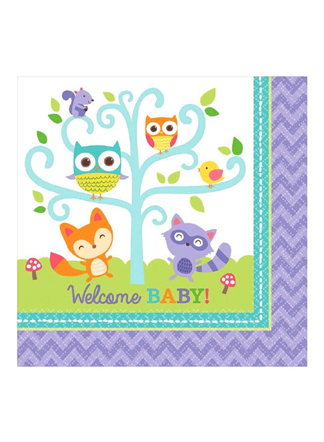 Amscan 16-Piece Party Centre Woodland Welcome Baby Lunch Tissue Set Tableware Party Supplies