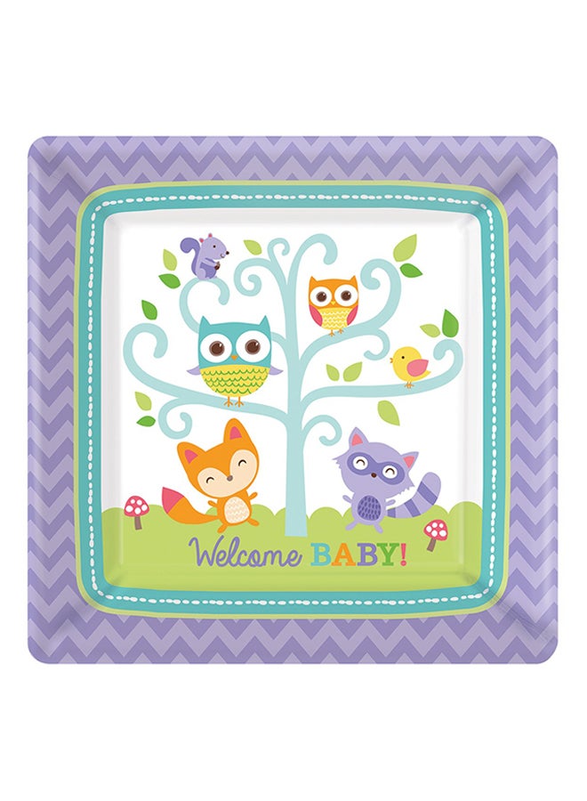 Amscan 8-Piece Painted Square Plate Set 10inch Tableware Party Supplies 10inch