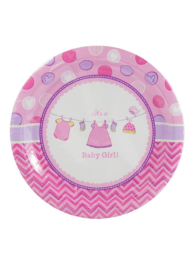 أمسكان مجموعة أطباق مستديرة لحفلات استقبال المولود مكونة من 8 قطع 10.5بوصة