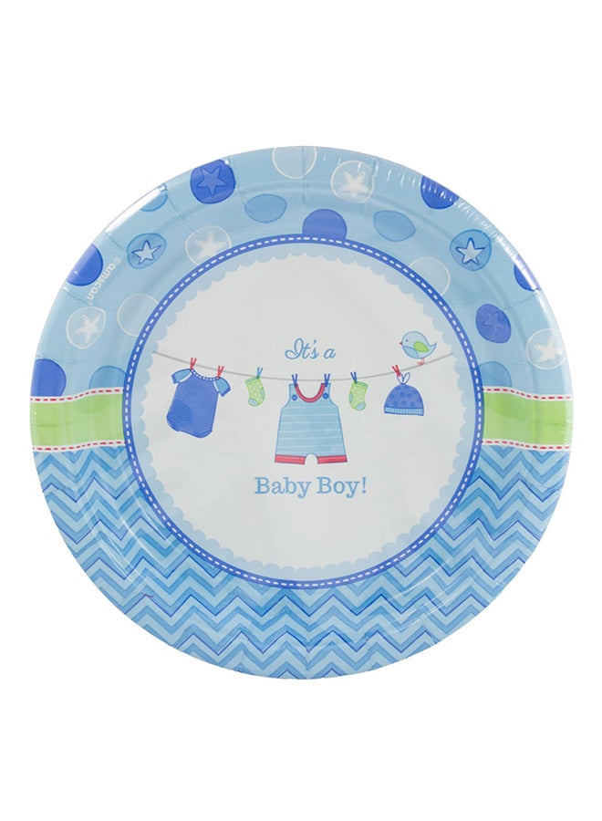 أمسكان 8 صحون ورقية مطبوعة بعبارة "It's A Boy" لحفل استقبال المولود 7بوصة