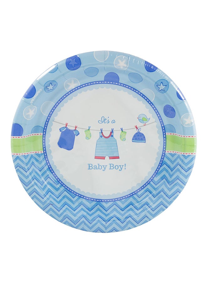 Amscan 8-Piece Shower With Love Round Plate Set 10.5inch