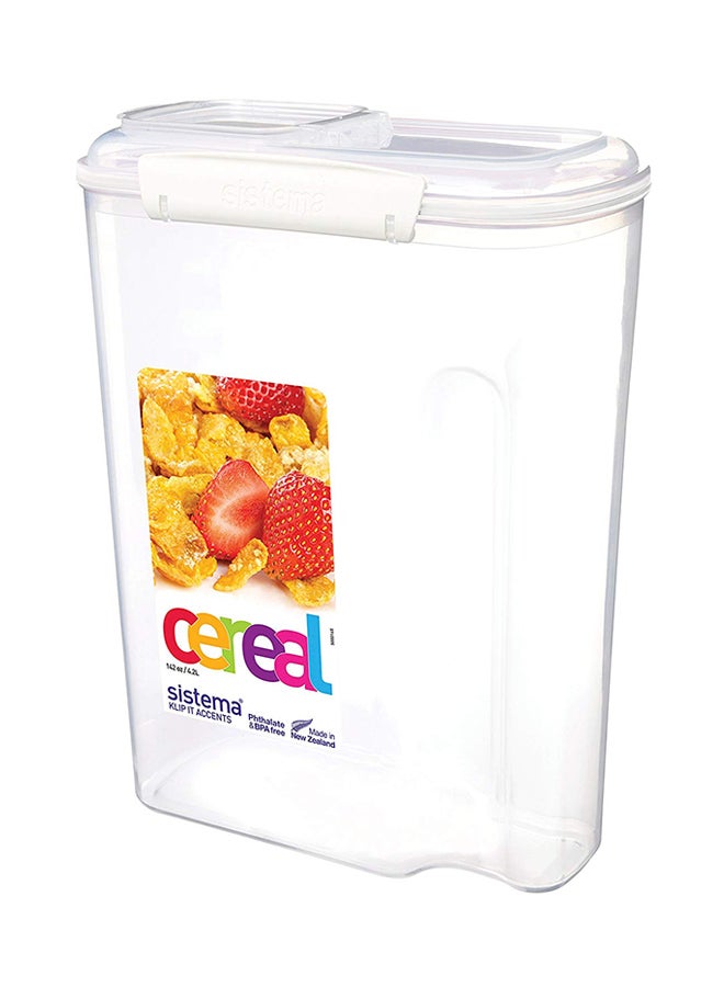 صندوق تخزين الحبوب من كليب إت أكسينتس أبيض/ شفاف