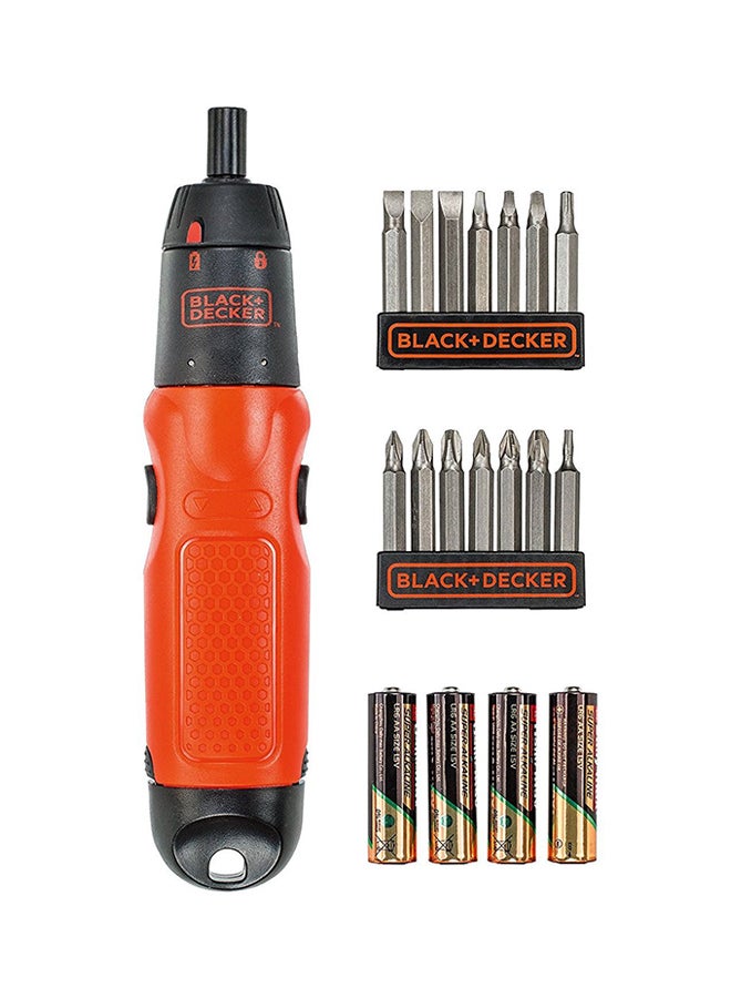 BLACK+DECKER 19-Piece Battery Operated Screwdriver Set Orange/Black/Silver 260 x 78 x 62mm 