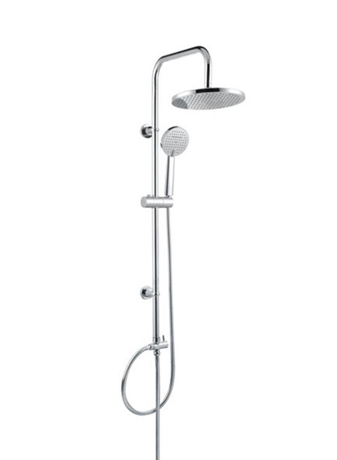 Bella Shower Column| 3 Function, 1.5 M Stainless Steel Hose| High-Quality Material Bathroom Shower Set, Chrome Plated| 1/2" Standard Connector| Includes a Sliding Bar, 2 Wall Brackets, a Shower Holder, a Hand Shower, an Overhead Shower and Shower Hose| 3 Year Warranty Silver 95x33x2.2cm