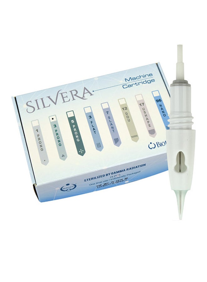 15- Piece 3 Prong Round Needle For Silvera Machine White