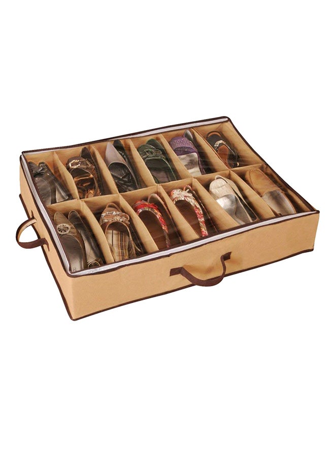 12-Segment Nylon Shoe Organizer Beige  - Image 1