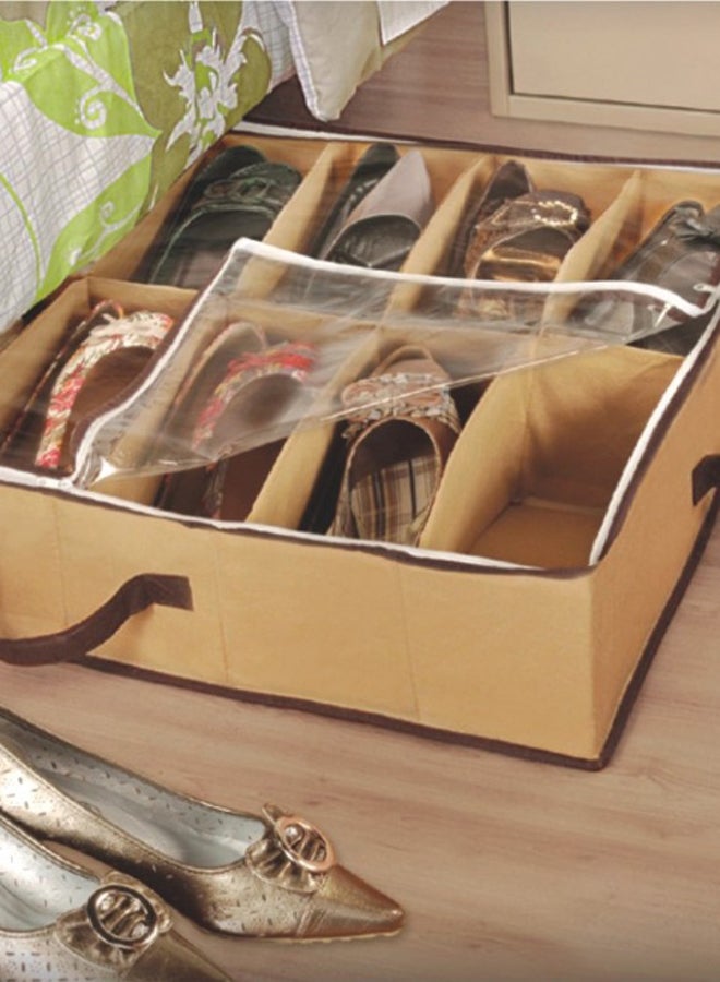 12-Segment Nylon Shoe Organizer Beige  - Image 2