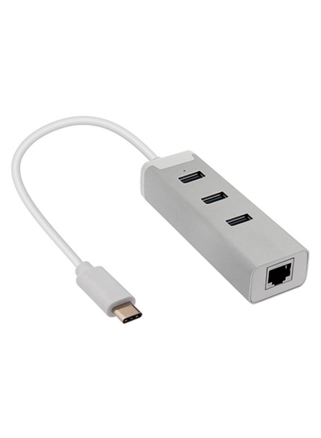 2بي موزع USB بثلاث منافذ من النوع C رمادي