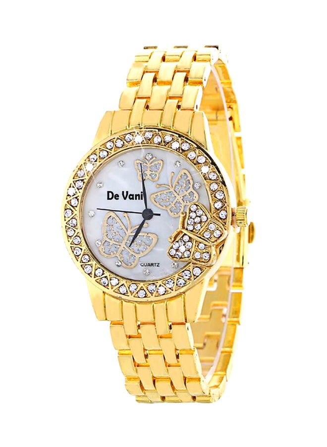 دي فاني ساعة بعقارب مرصعة بالأحجار طراز D9090 للنساء