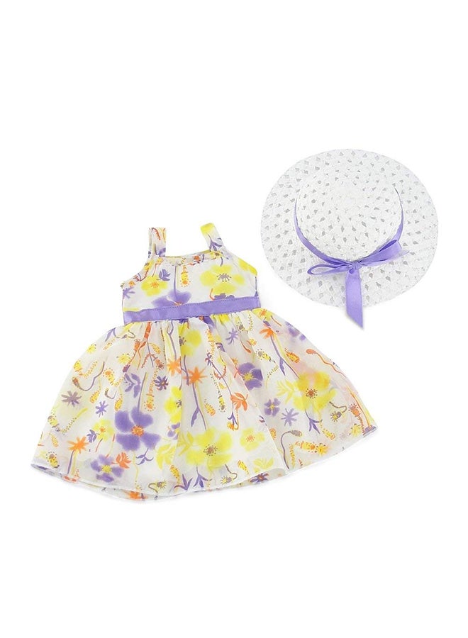 Emily Rose Doll Clothes - Floral Printed Doll Dress With Hat - Image 1