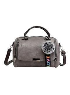 Zipper Closure Satchel Bag Grey
