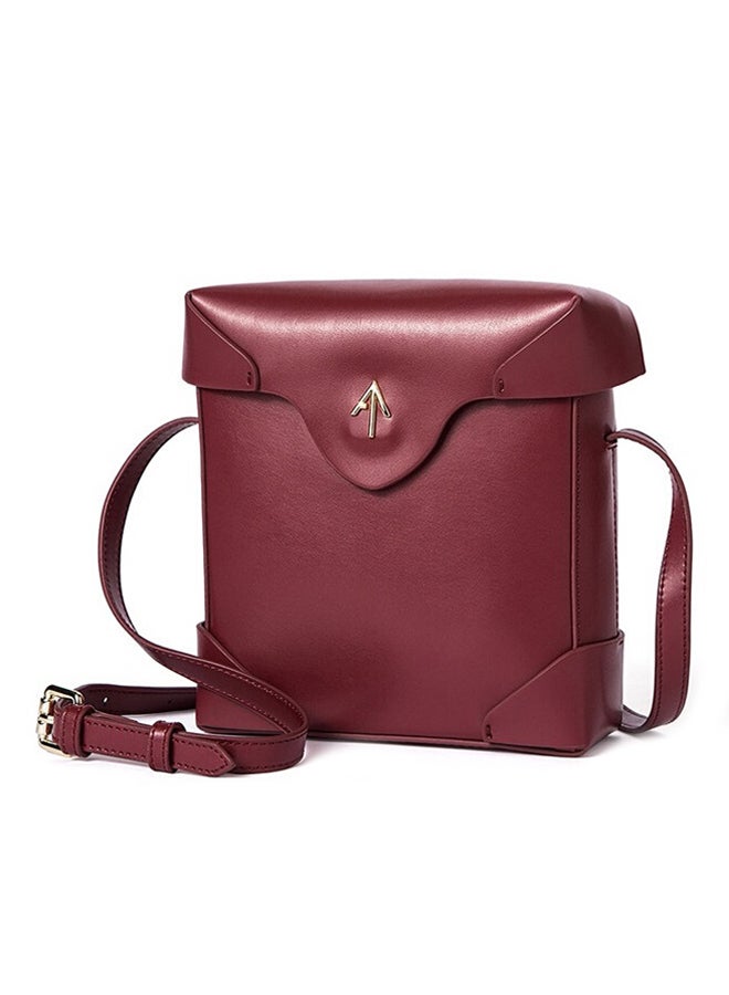Designer Flap Crossbody Bag Burgundy - Image 2