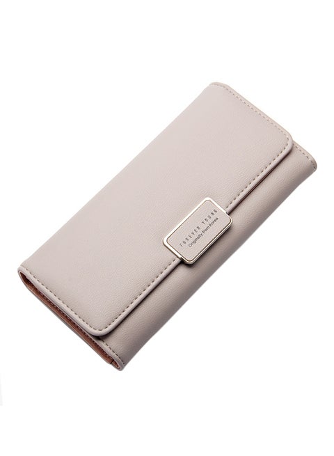 Flap Closure Leather Wallet Beige