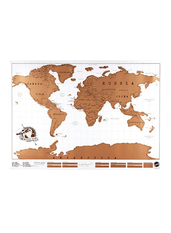 Generic Scratch Off World Map Poster White/Brown 
