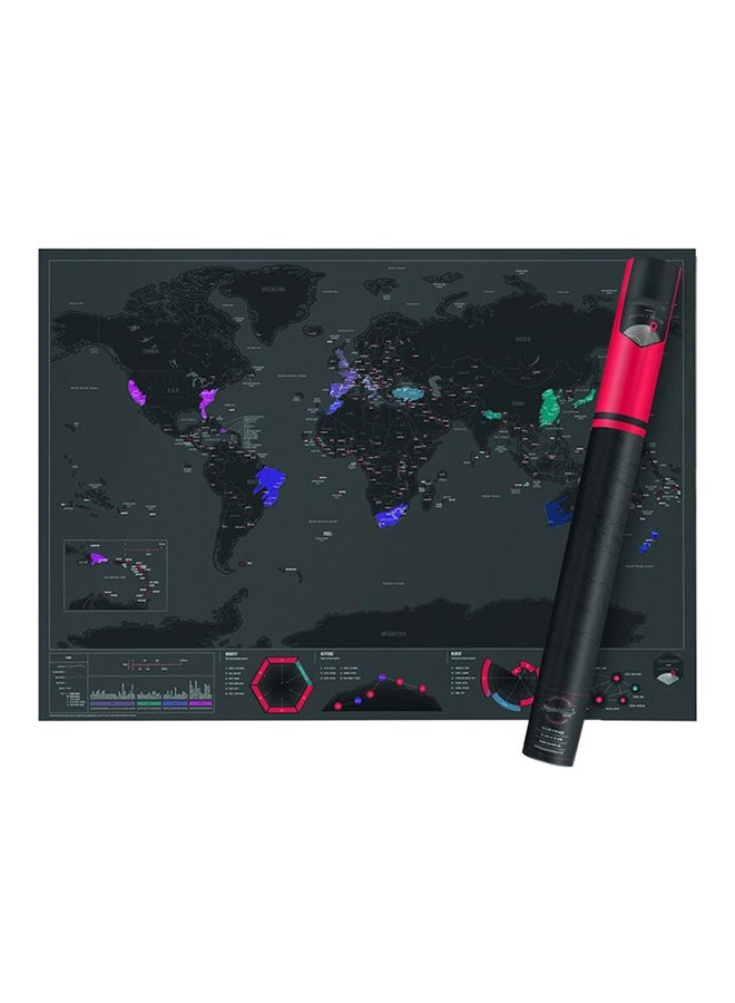Generic Travel Footprint World Scratch Map Black 