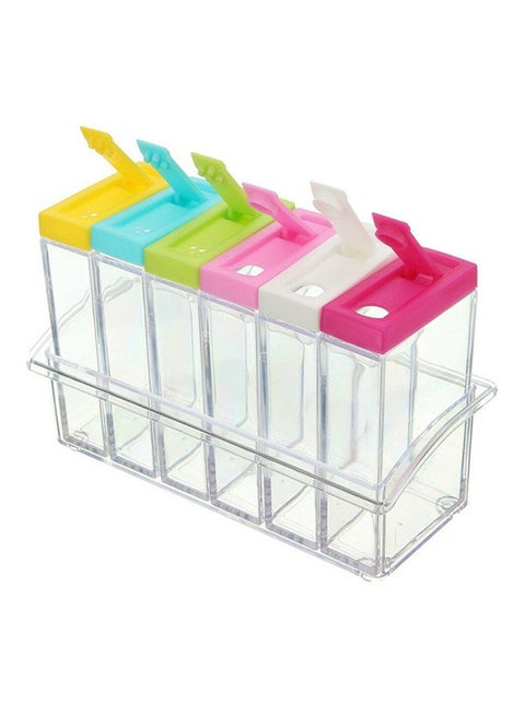 6-Piece Spice Jar Set With Holder Multicolour 17x7x10cm