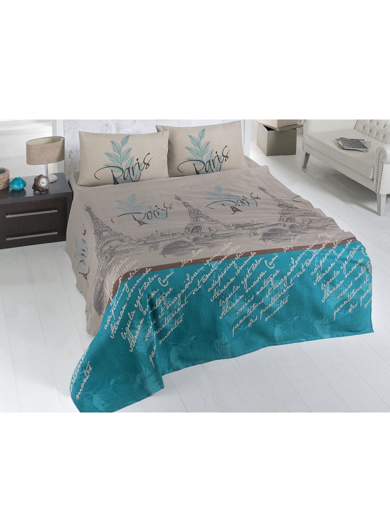 Victoria Single Pique cotton Beige/Blue 160x230cm 