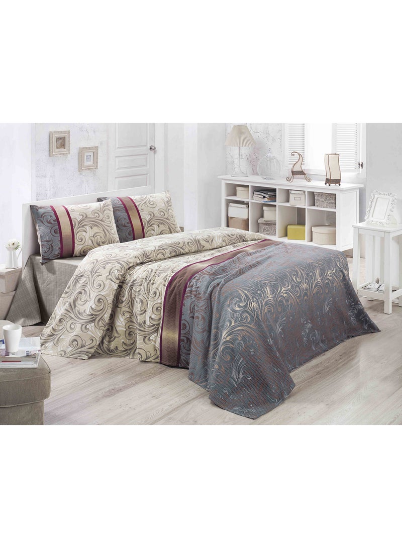 Victoria Single Pique cotton Beige/Grey 160x230cm 