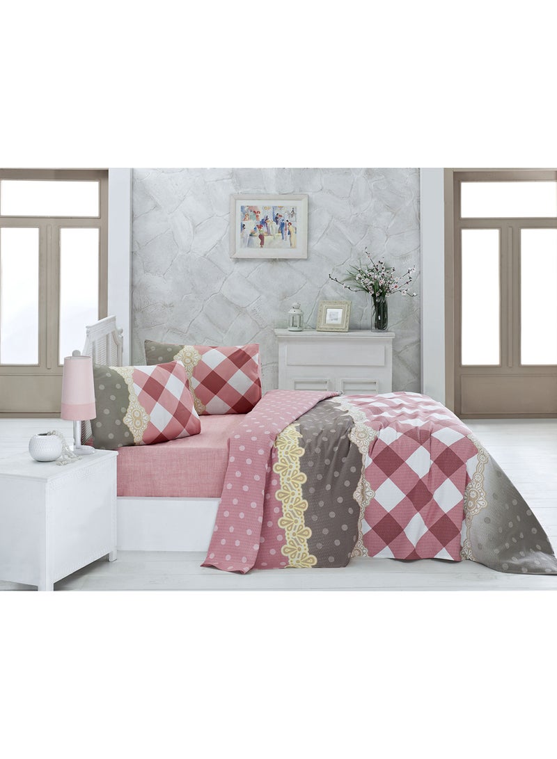 Victoria Single Pique cotton Pink/Beige/Grey 160x230cm 