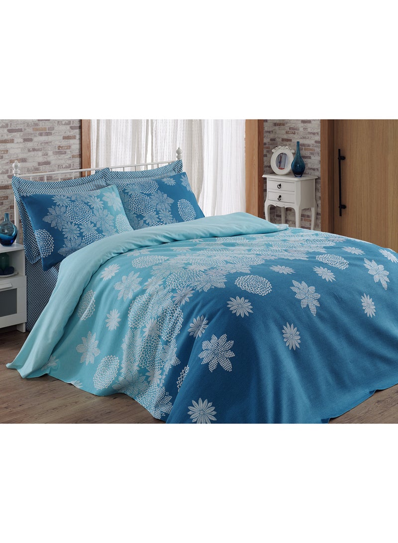 Eponj Home Single Pique cotton Turquoise/White 160x235cm 