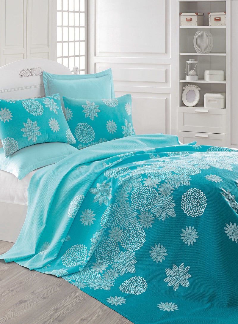 Eponj Home Single Pique Cotton Turquoise/White 160x235cm 