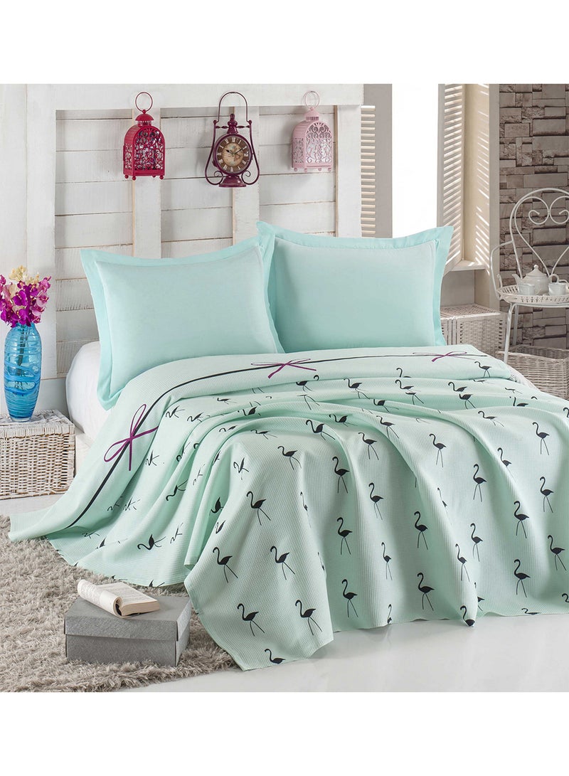 إيبونج هوم مفرش سرير مفرد cotton أخضر نعناعي/أسود 160x235سم 