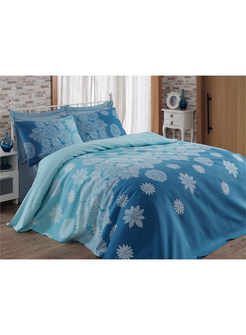 Eponj Home Double Pique Cotton Turquoise/White 200x235cm 