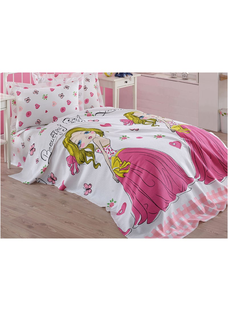 إيبونج هوم مفرش سرير مفرد cotton أبيض/وردي/أصفر 160x235سم