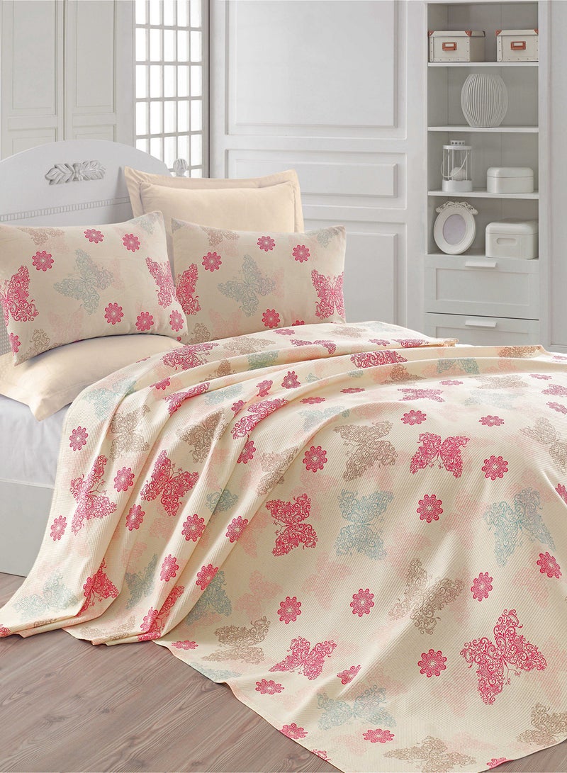 Eponj Home Double Pique cotton Cream/Pink/Blue 200x235cm 