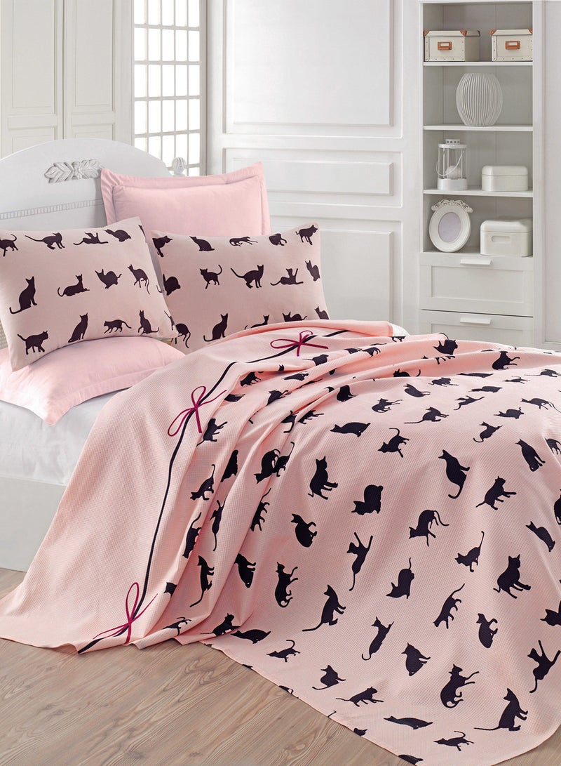 Eponj Home Double Pique Cotton Powder/Black/Fuchsia 200x235cm