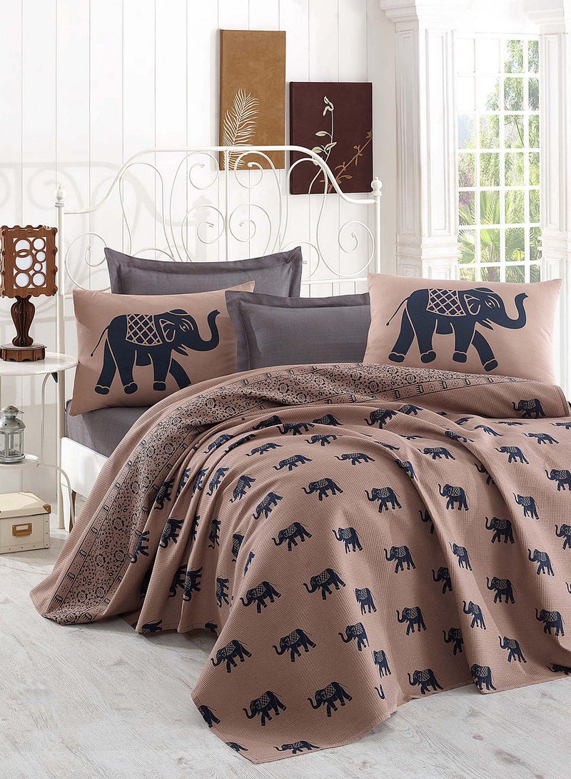Eponj Home Single Pique cotton Brown/Blue 160x235cm 