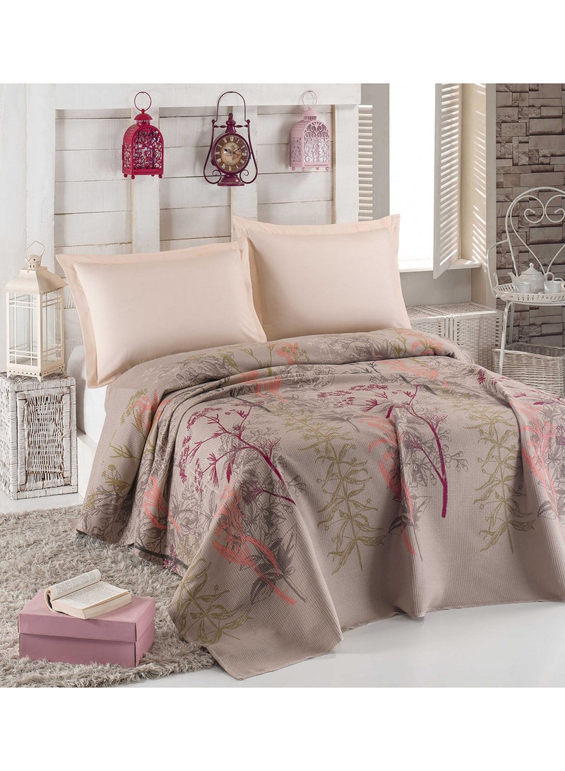 Eponj Home Double Pique cotton Beige/Salmon/Green 200x235cm 