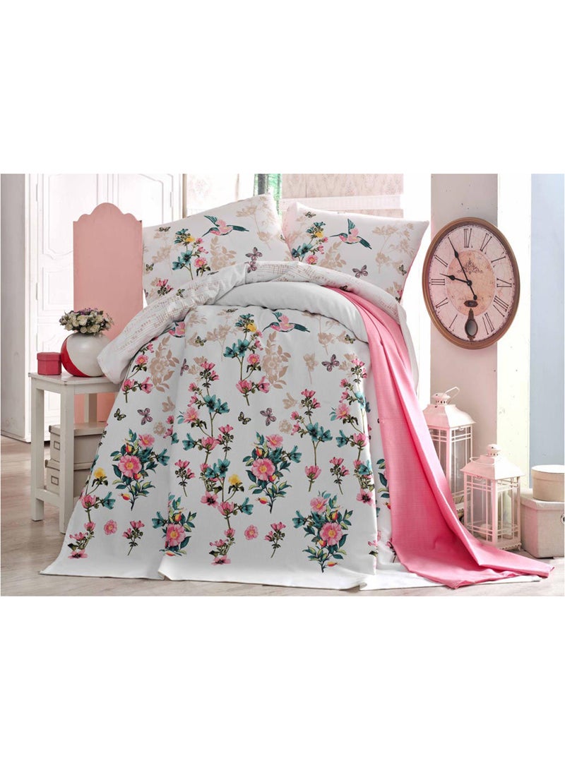 Eponj Home Single Pique cotton Salmon/White/Green 160x235cm 