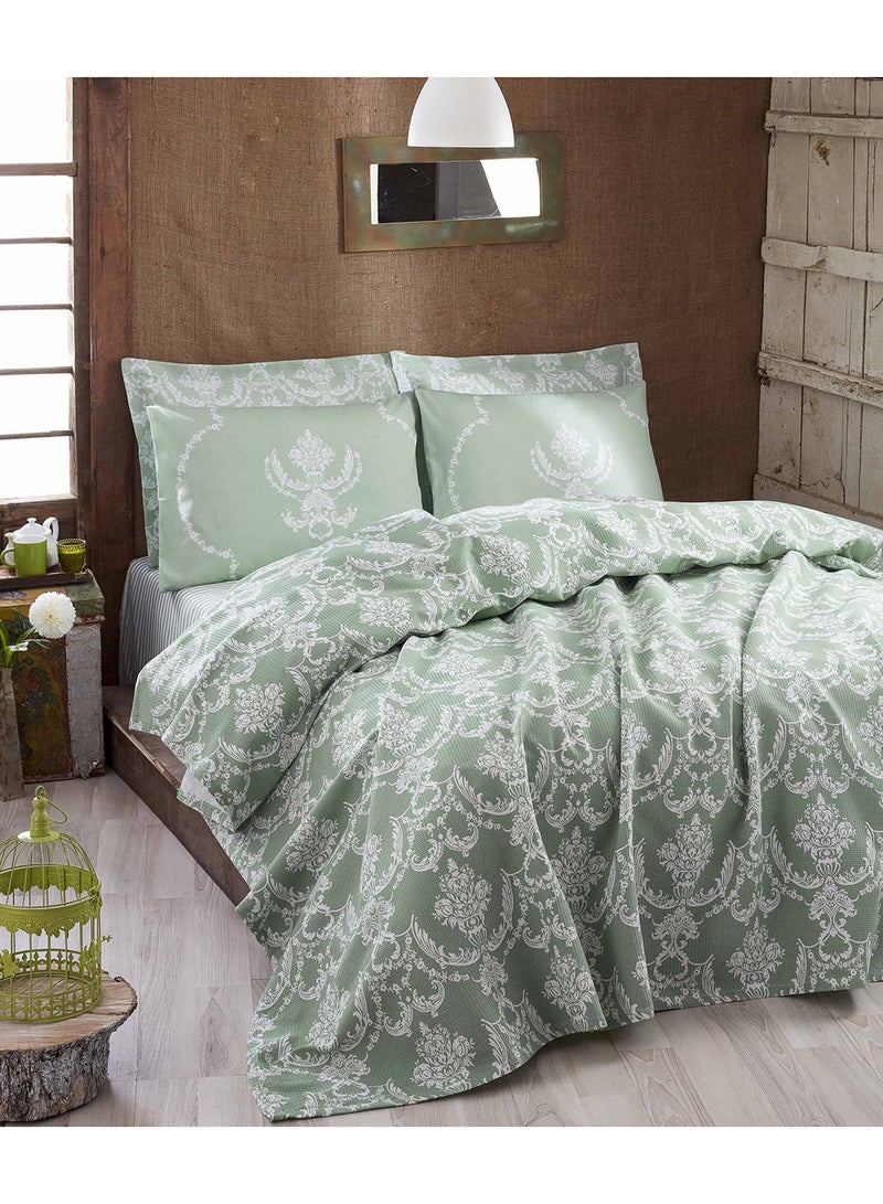 Eponj Home Double Pique Cotton Water Green/White 200x235cm 