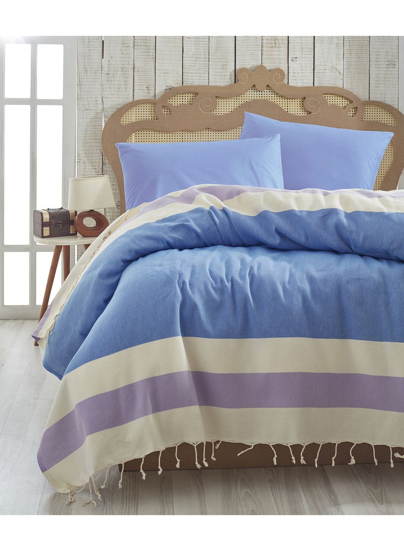 Eponj Home Double Pique cotton Blue/Lilac/Cream 200x235cm 