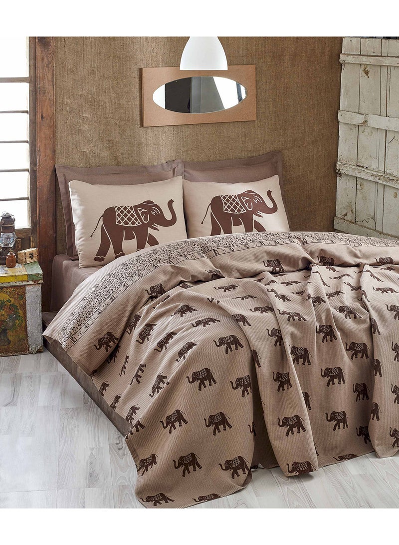 Eponj Home Double Pique cotton Brown/Light Brown 200x235cm 