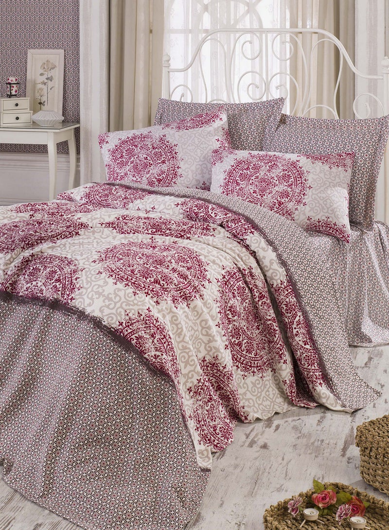 Eponj Home Double Pique cotton Fuchsia/Beige 200x235cm 