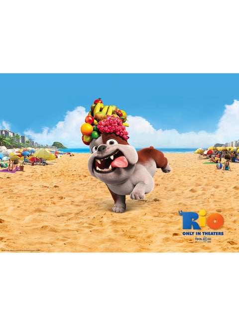 Luiz Bulldog In Rio Movie Wall Art Canvas Print Multicolour 70x53x3.5cm