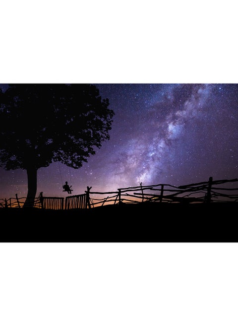 Swing With The Stars In The Sky Wall Art Canvas Print Multicolour 100x67x3.5cm