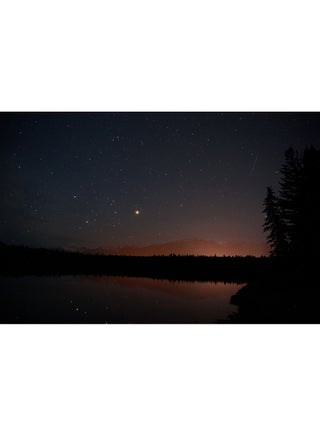 Mountains Stars Dawn Time Trees Reflection In Water Wall Art Canvas Print Multicolour 100x66x3.5cm - v1537609757/N18042389A_1