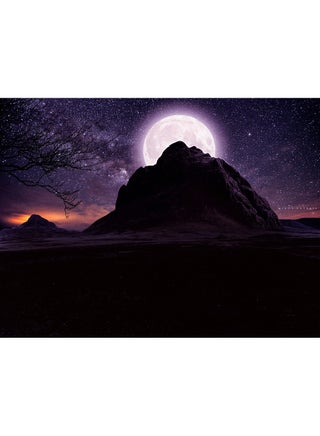 Moon Over Mountain Wall Art Canvas Print Multicolour 100x75x3.5cm - v1537610355/N18051292A_1