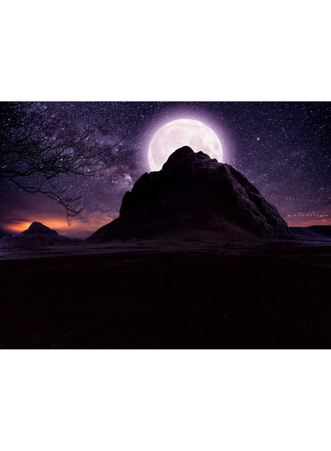 Moon Over Mountain Wall Art Canvas Print Multicolour 100x75x3.5cm
