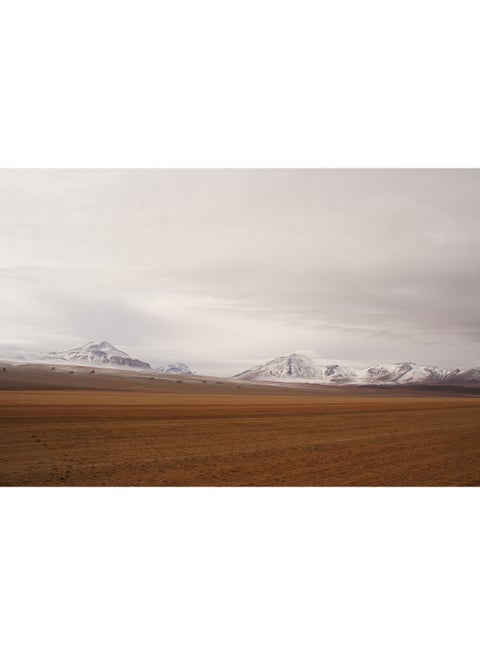 Snow On A Mountain Behind The Desert Wall Art Canvas Print Multicolour 100x66x3.5cm